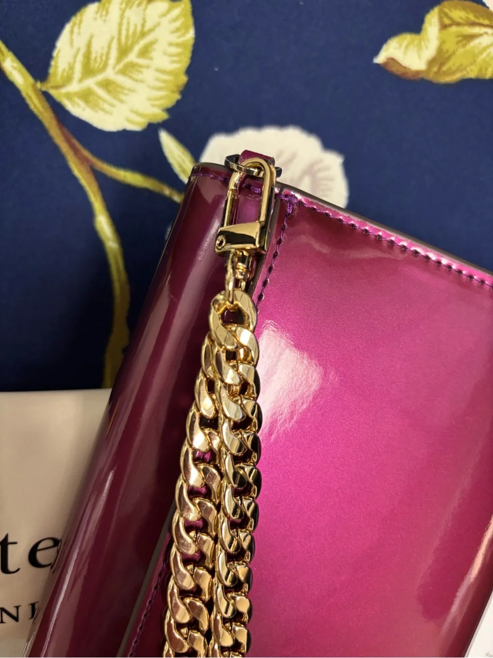 Kate Spade Kenzie Patent Wallet & Card Holder Gift Set Plum Metallic New